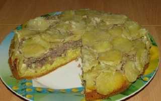 Сочный пирог с фаршем и картошкой (без дрожжей)